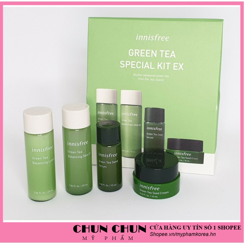 Bộ dưỡng da trà xanh mini dưỡng ẩm giảm dầu mụn chiết xuất từ lá Trà Xanh Innisfree Hàn Quốc Mẫu Mới