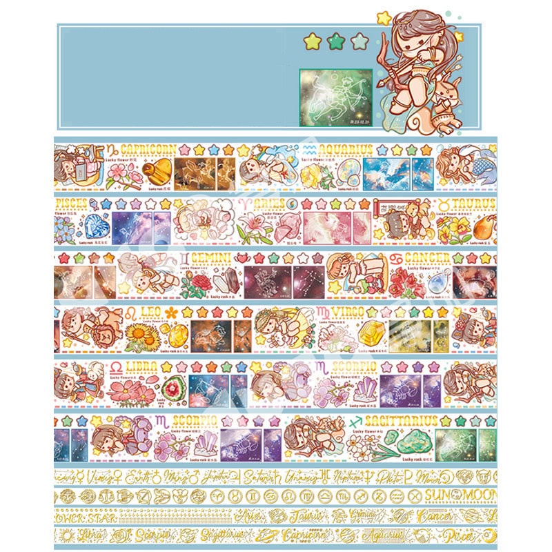 Mochi nhỏ Cuộn nhãn dán họa tiết hoạt hình dễ thương dùng để trang trí diyToàn bộ băng keo