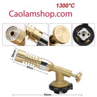 Đèn khò ga - khò gas đồng 100% nguyên khối cao cấp (Núm điều chỉnh nhiệt độ 1300 độ C)