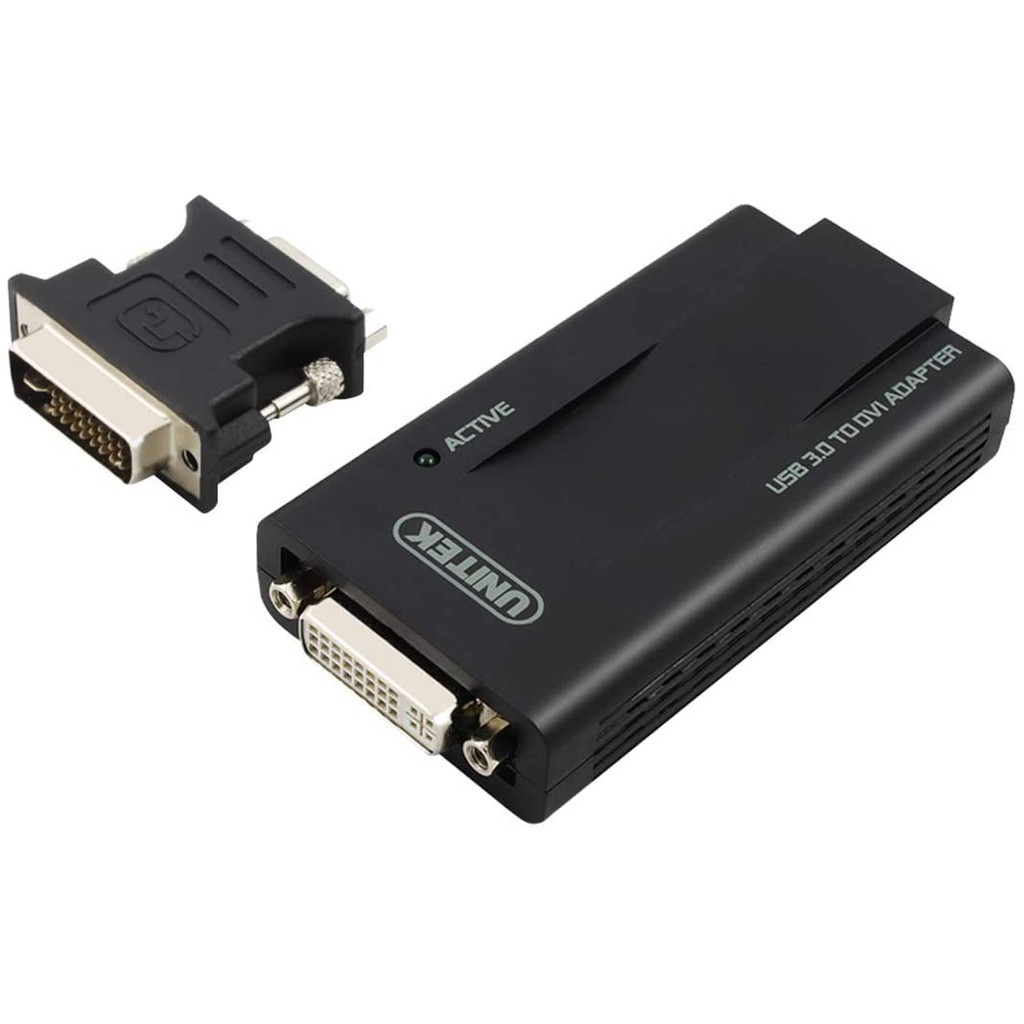 Bộ chuyển đổi tín hiệu từ máy tính cổng usb 3.0 sang DVI I 24+5  đầu cái  + đầu chuyển DVI i sang VGA lỗ Unitek Y3801