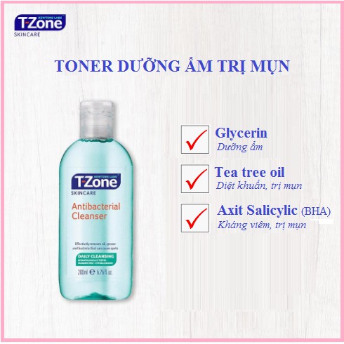 Toner làm sạch và giảm mụn tinh chất tràm trà T-ZONE