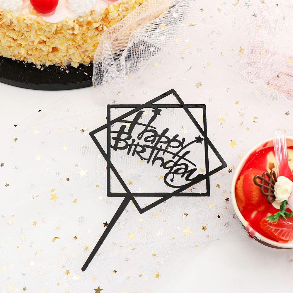 Set 10 Topper Trang Trí Bánh Kem Chữ Happy Birthday Bằng Acrylic Hai Mặt