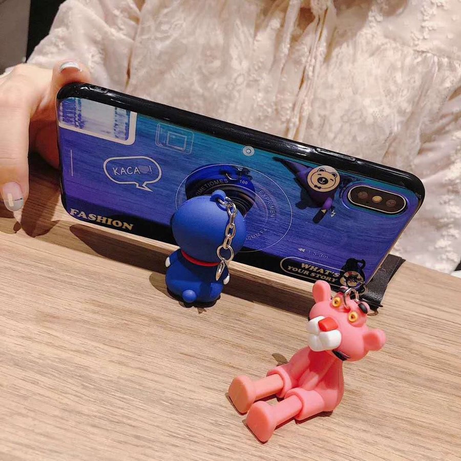 Ốp điện thoại+dây đeo hình Doraemon Panther cho Samsung GalaxyA8S A6S Note8 9 J3 J5 J7 Pro J2Prime J2 2018 S10Plus S10e