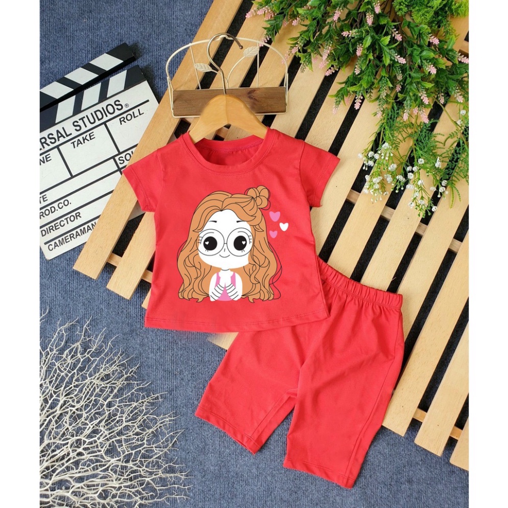 ( Khuyến mãi ) Comcbo 3 Bộ bé gái hình cô bé gái đeo mắt kinh tóc vàng cho bé từ 6-28kg .BDBG52. .