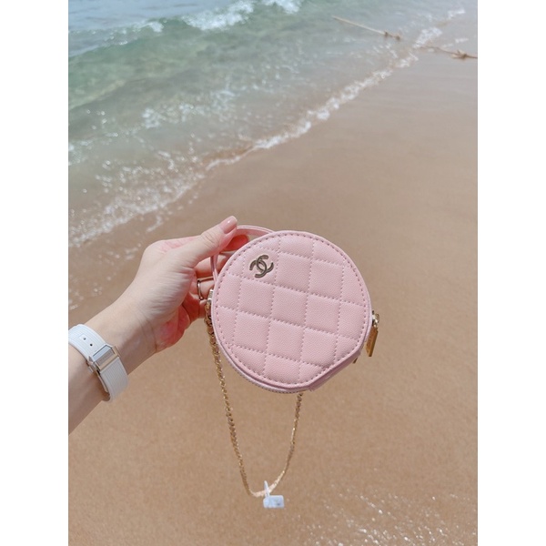 Túi cn tròn caviar size 13cm có gương fullbox