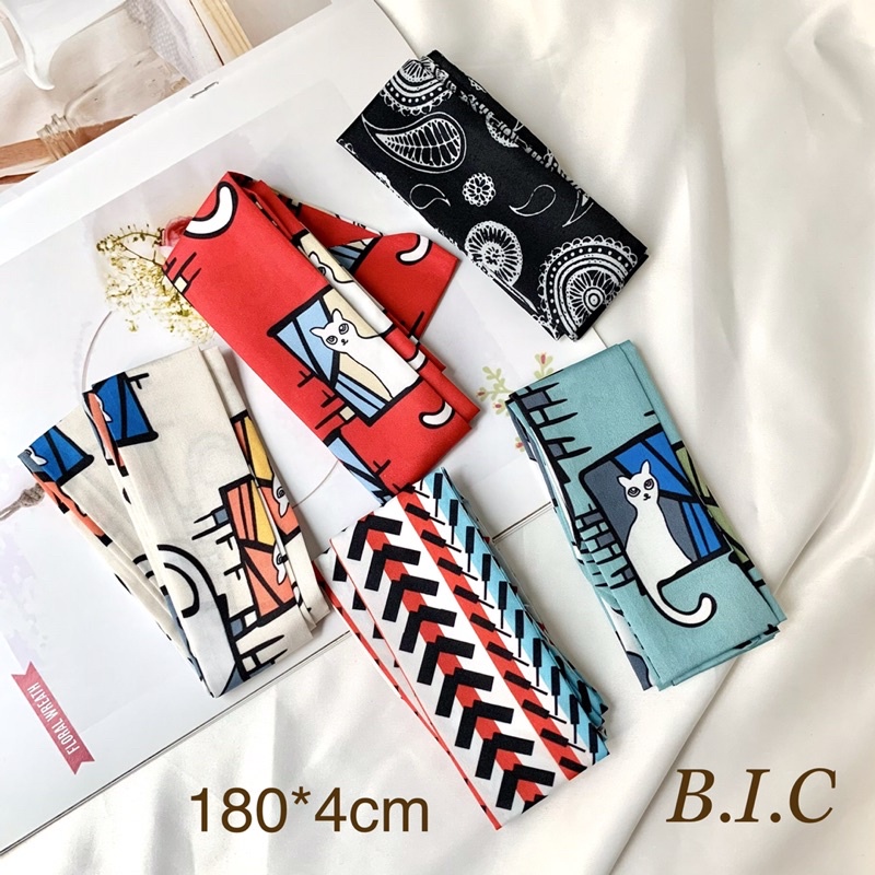 Khăn lụa satin đa năng hoạ tiết độc đáo với nhiều kích thước JOLI Clothing