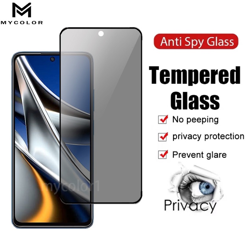 Kính cường lực chống nhìn trộm toàn màn hình dành cho Toàn Bộ Xiaomi POCO C65 C55 C40 F5 F4 F3 X5 X4 X3 NFC M5 M5s M4 M3 GT F2 Pro 4G 5G 2023