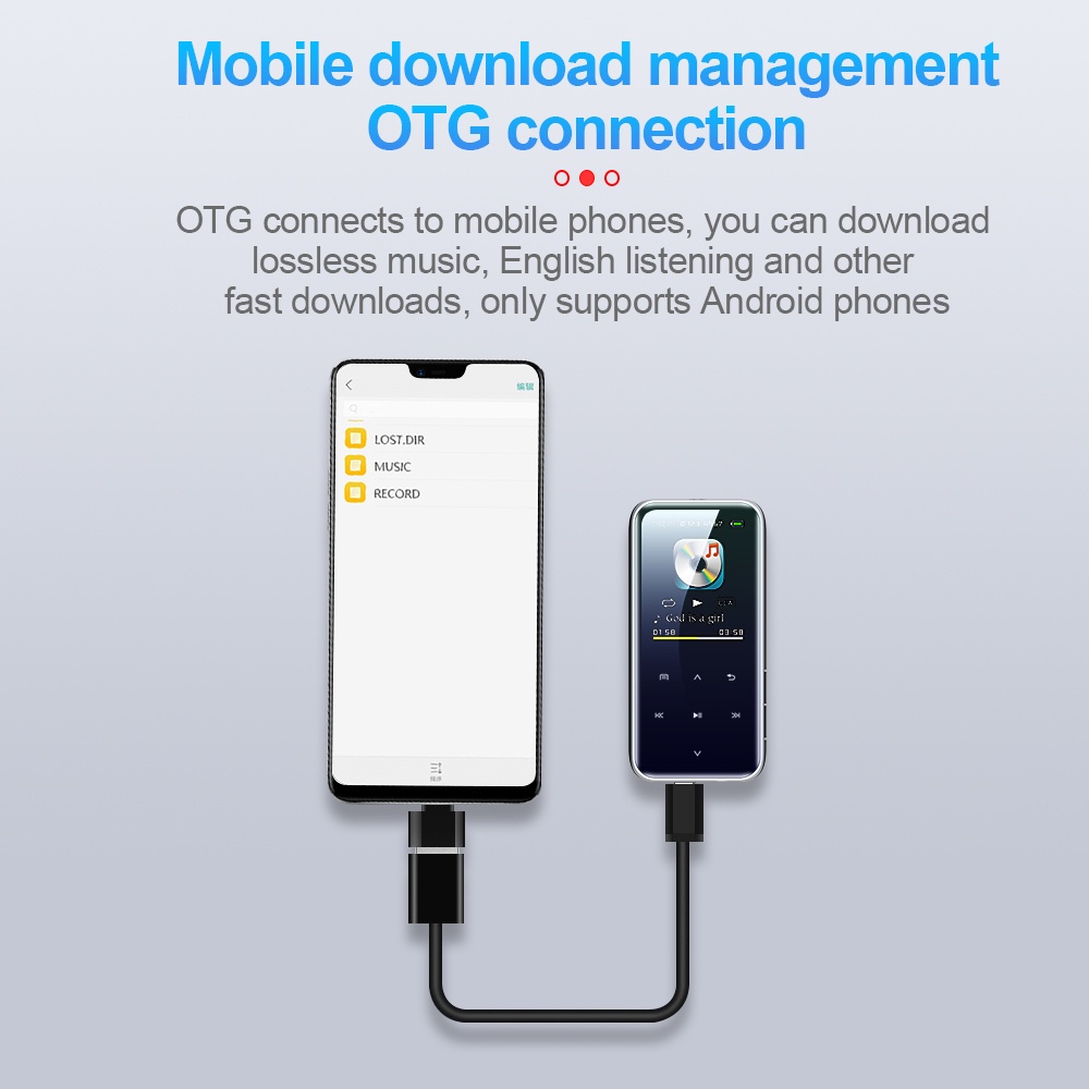 VIRWIR Máy Nghe Nhạc MP3 Kết Nối Bluetooth Màn Hình Cảm Ứng HiFi Tích Hợp Loa Chống Mất Cho Học Sinh