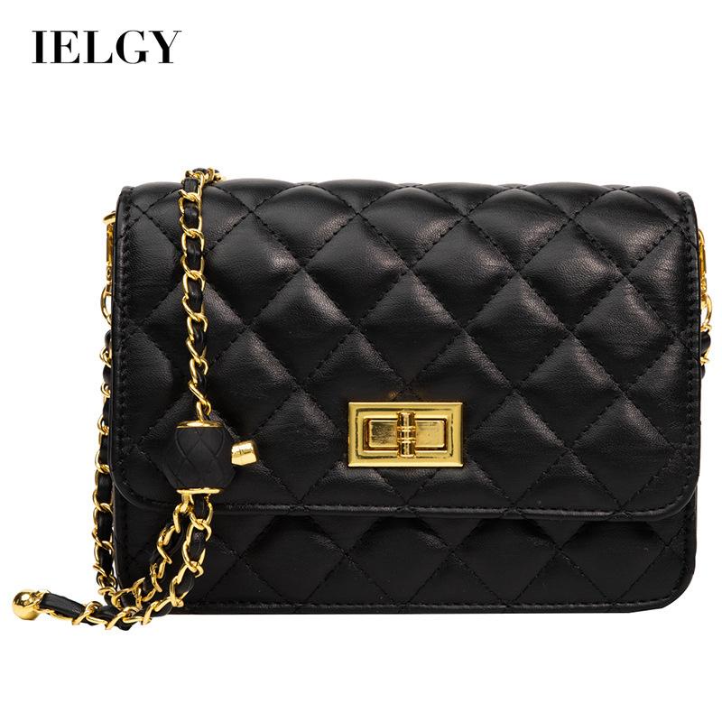 Túi đeo vai IELGY hình vuông size nhỏ họa tiết hình thoi nhiều màu sắc thời trang cho nữ