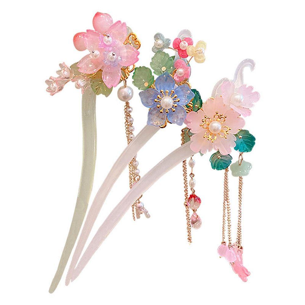 Trâm Cài Tóc Phối Tua Rua Hình Chữ U Phong Cách Trung Hoa Cổ Điển Cho Bé Gái