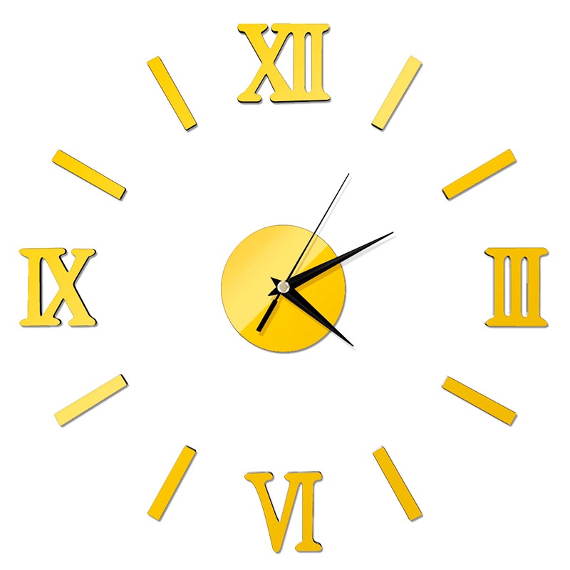 1 Bộ Đồng Hồ Dán Tường Acrylic Mặt Gương Tự Dính Thiết Kế Số La Mã 3D Hiện Đại Trang Trí Nội Thất
