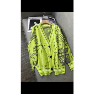 [HOT] ( 3 ảnh thật ở cuối)  Áo khoác Cardigan cao cấp  len màu neon/đen form rộng
