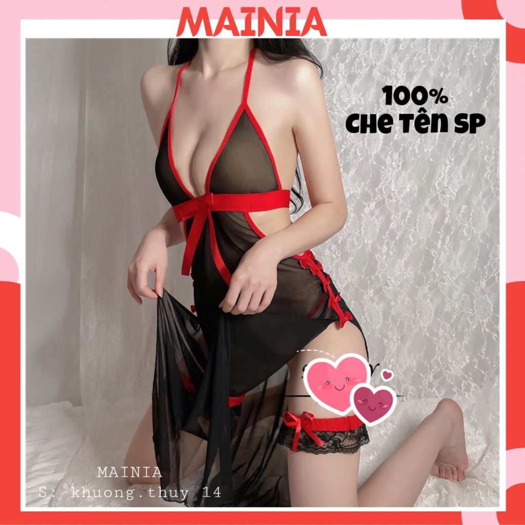 Đầm Ngủ Váy Ngủ Sườn Xám Ren Xuyên Thấu Xẻ Đùi Sexy Quyến Rũ Gợi Cảm Mainia Shop