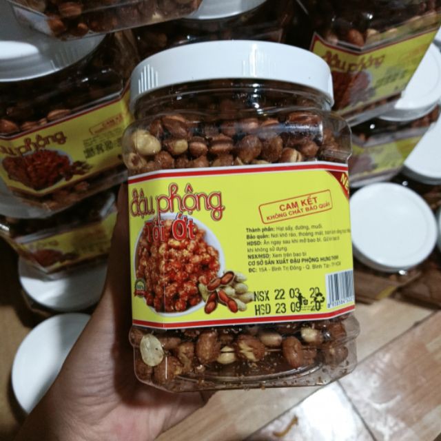 Hộp 500g Lạc Rang Tỏi Ớt Ăn Không Chất Bảo Quản