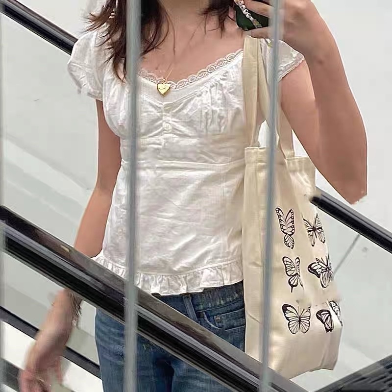 Brandy Melville Linen Blair Top x Skylar Eyelet Heart Top