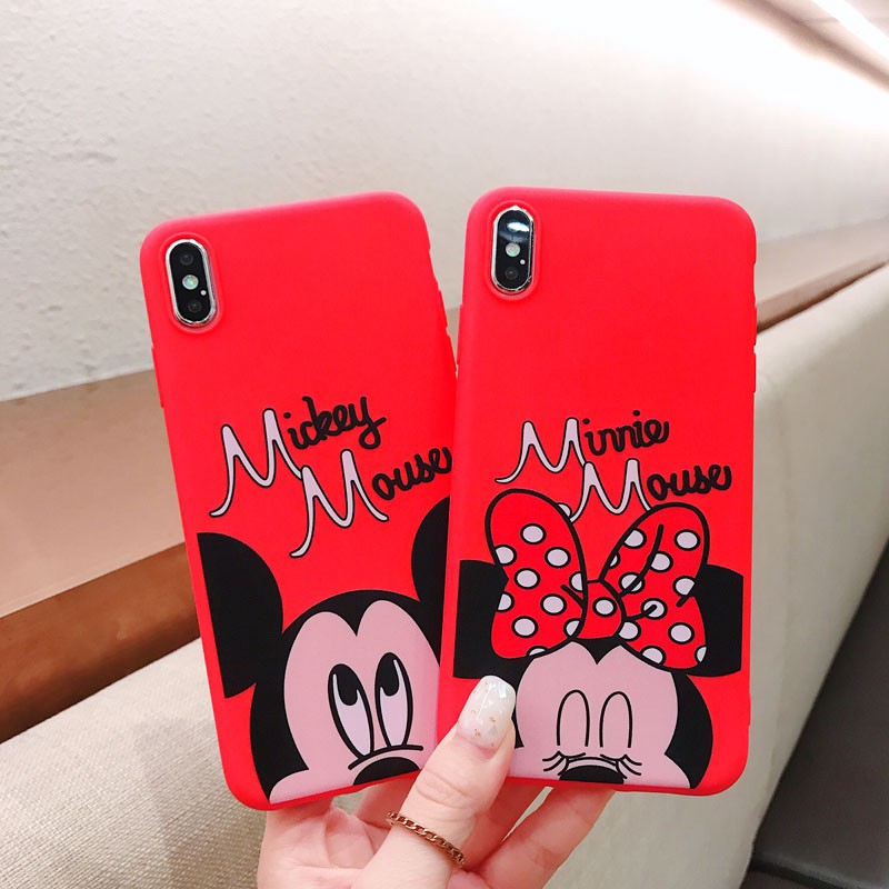 OPPO A3S A5S A7 F11 F9 R17 Pro F7 F5 A83 A79 A59 F1S A37 R15 Mickey Minnie Mouse Soft TPU Red Phone Casingvỏ điện thoại