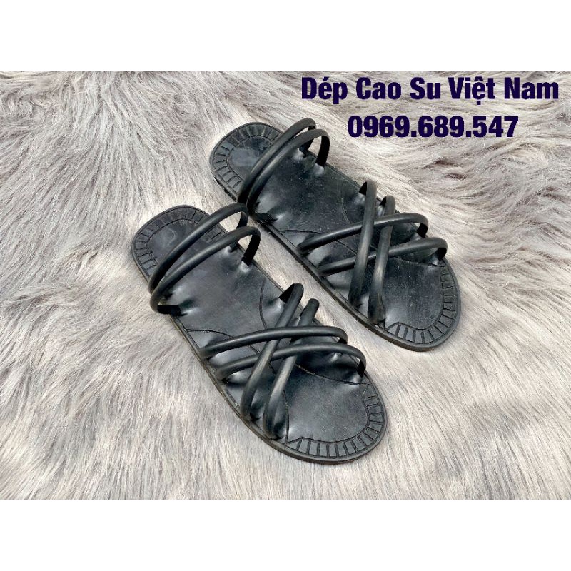 Dép Cao Su Nữ Quai Chéo Hoa Văn Đi Mưa
