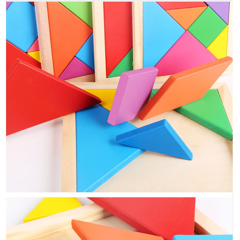 [Size 18x18cm] Đồ chơi xếp hình Tangram bằng gỗ phát triển trí tuệ cho bé