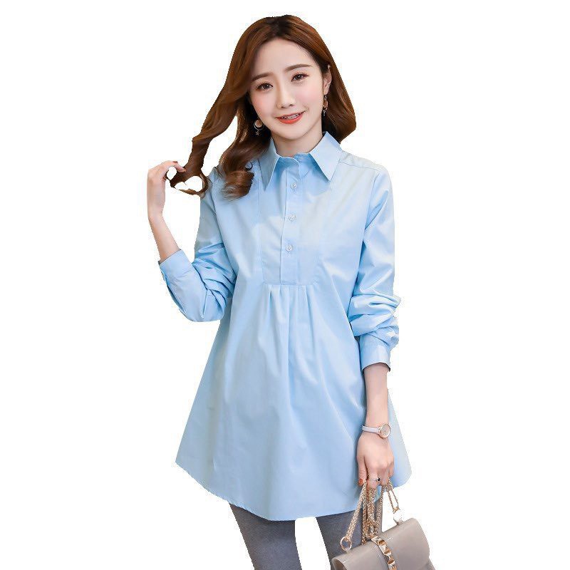Áo bầu sơ mi công sở dài tay A14