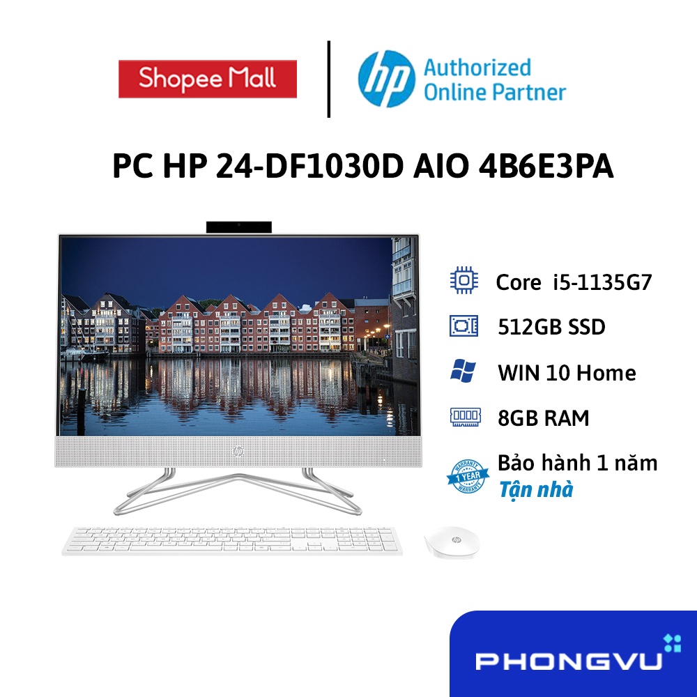 PC HP 24-df1030d AIO 4B6E3PA(23.8&quot;FHD/i5-1135G7/8GB/512GBSSD/Win10 Home) - Bảo hành 12 tháng