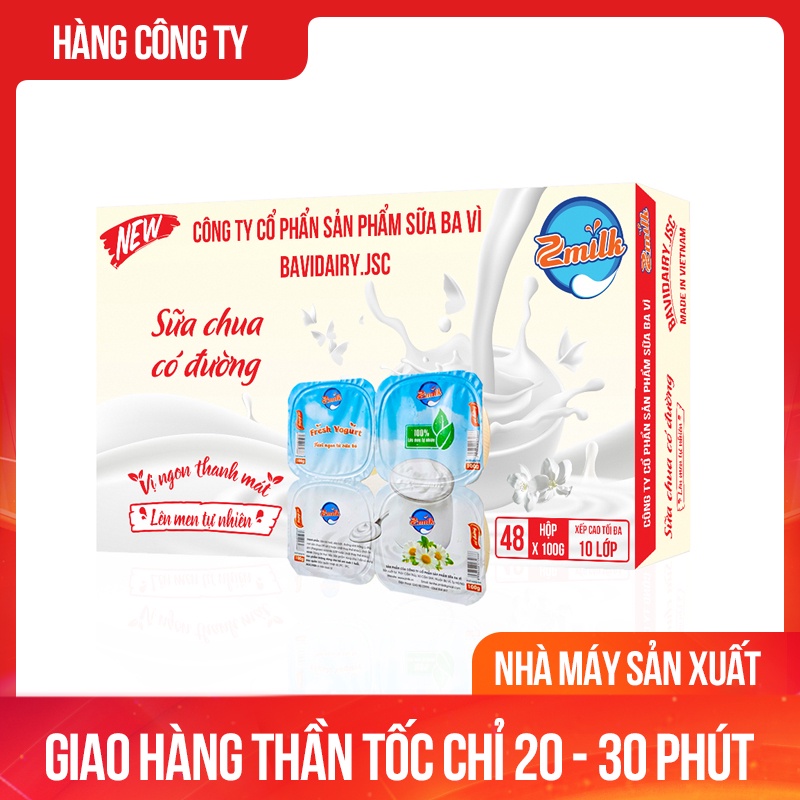 Sữa Chua Ba Vì Có Đường Thùng 48 Hộp