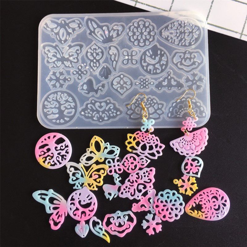 Bộ 2 Khuôn Làm Trang Sức Bông Tai / Trâm Cài Tóc Bằng Nhựa Resin Kiểu Cổ Điển