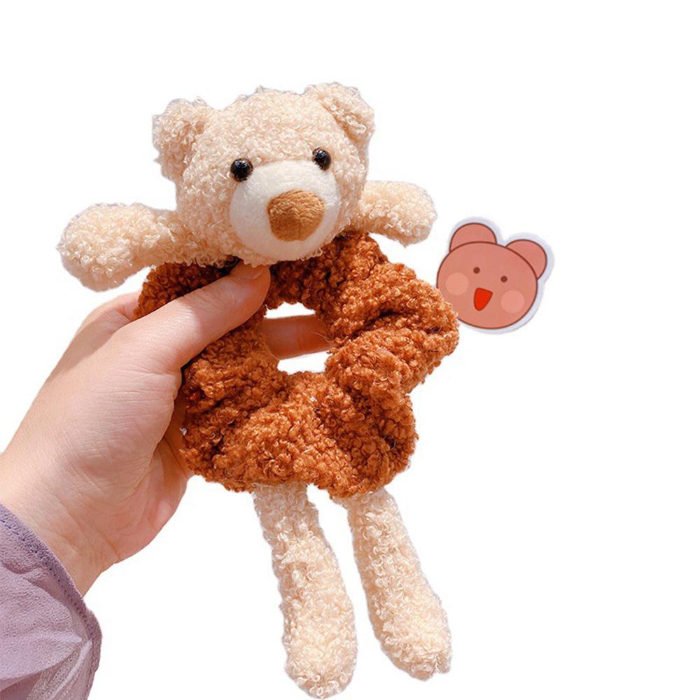 FORBETTER Dây Buộc Tóc Cao Su Co Giãn Hình Gấu Bông Đáng Yêu Thời Trang Cho Nữ
