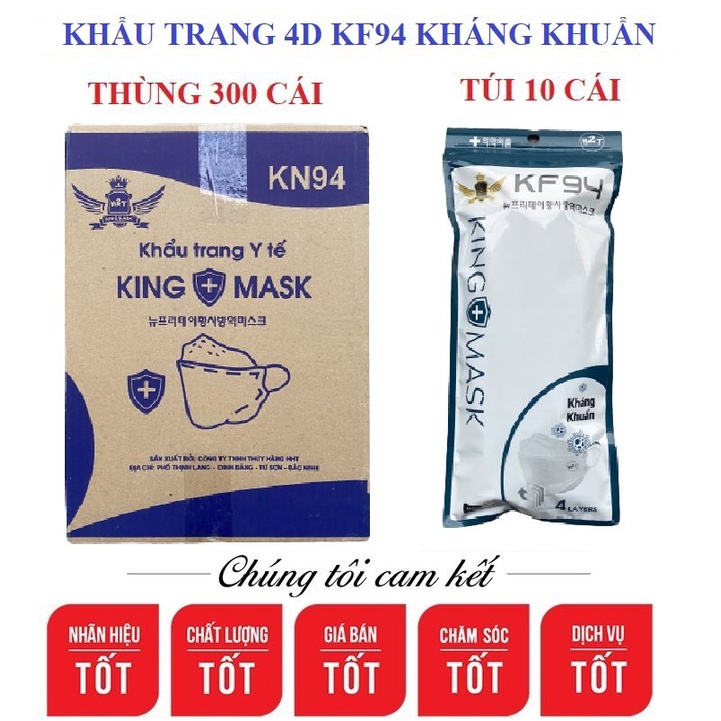 Thùng 300 Chiếc Khẩu Trang 4D KF94 Kháng Khuẩn Cực Tốt