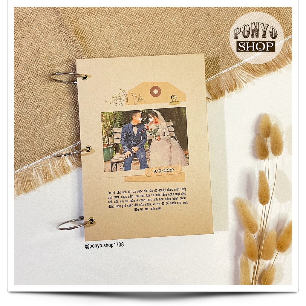 Sổ dán ảnh Scrapbook, khổ A5, gáy còng