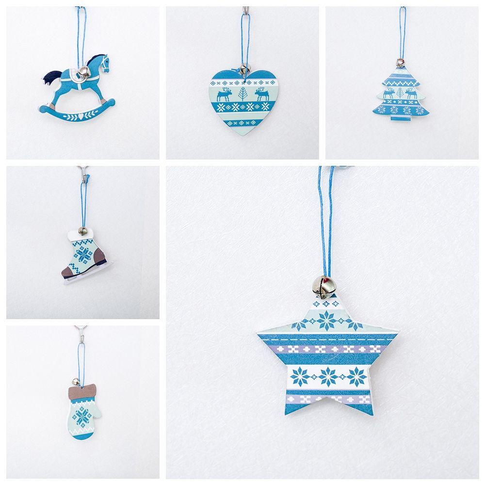 Set 3 Phụ Kiện Treo Trang Trí Giáng Sinh Bằng Gỗ Hình Ngựa Bập Bênh DIY