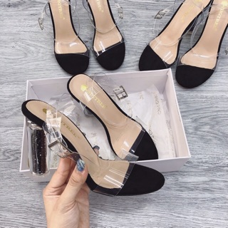 Sandal quai trong gót đá 9p fullbox