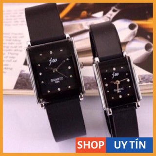 Đồng hồ cặp nam nữ Jw L5078 dây cao su mặt chữ nhật
