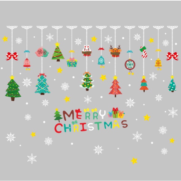 Decal trang trí Noel Hít Tĩnh Điện - Rèm thông cực xinh Noel