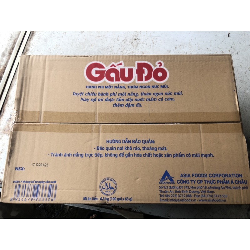 Thùng 100 Gói Mì Gấu Đỏ Tôm Và Gà/ Gà Sợi Phở 65g