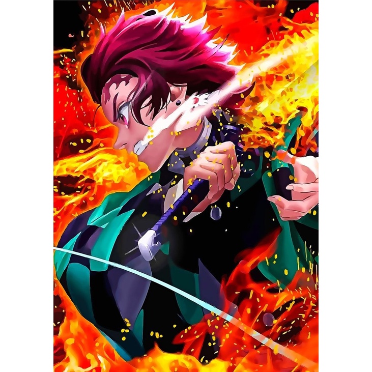 Bộ Tranh Sơn Dầu 40*50cm Tự Làm Họa Tiết Demon Slayer Trang Trí Nhà Cửa