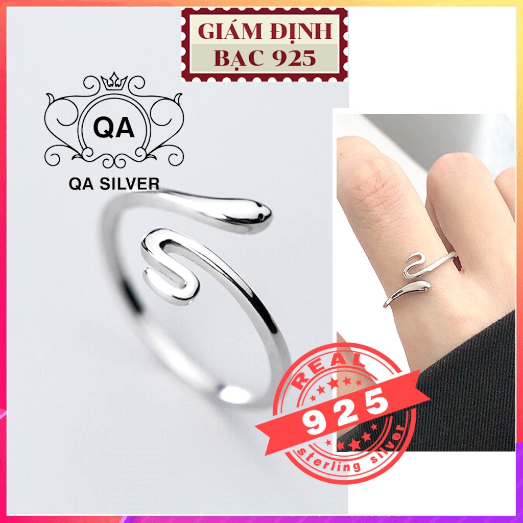 Nhẫn bạc 925 hình rắn nam nữ trơn hở tối giản S925 SNAKE Silver Ring QA SILVER RI200406