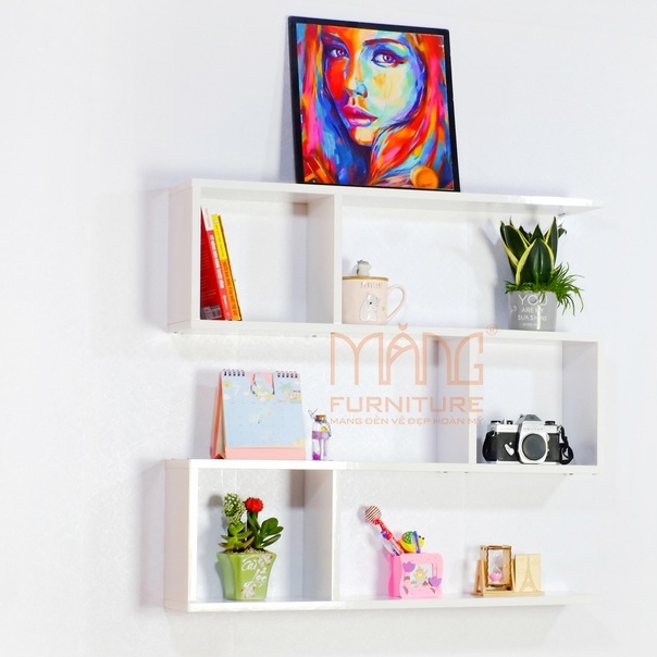 Kệ sách, kệ trang trí treo tường gỗ 3 ngăn dài 80cm x sâu 14cm (KS12)