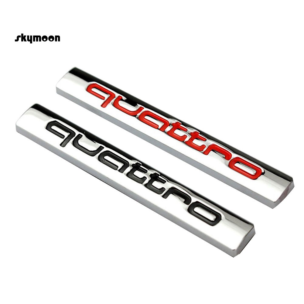 Sticker kim loại khắc chữ Quattro dán trang trí Audi A4L A6L