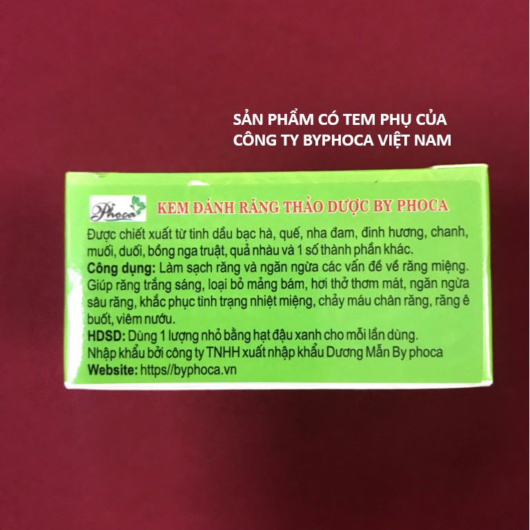 [SALE] [CAM KẾT 100% CHÍNH HÃNG] Kem đánh răng thảo dược PHOCA Thái Lan 25g