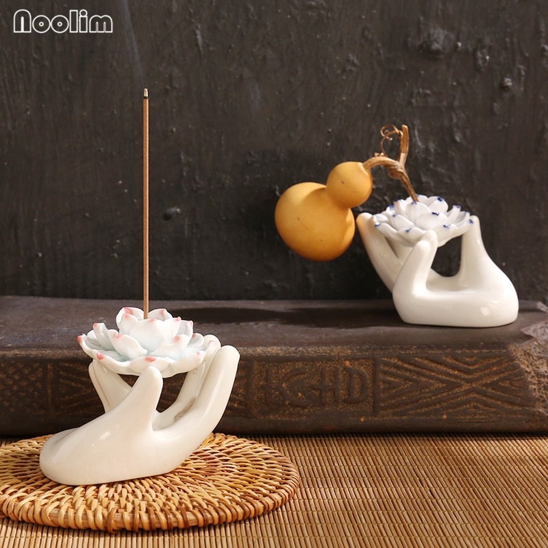Đế Cắm Nhang Bằng Sứ Trang Trí Hình Hoa Sen Sang Trọng Dùng Để Trang Trí Trong Nhà/Phòng Uống Trà Cho Phật Tử