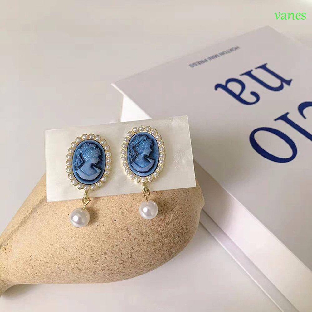Bông tai dáng dài đính ngọc trai nhân tạo phong cách Hàn Quốc cổ điển thời trang cho nữ VANES1