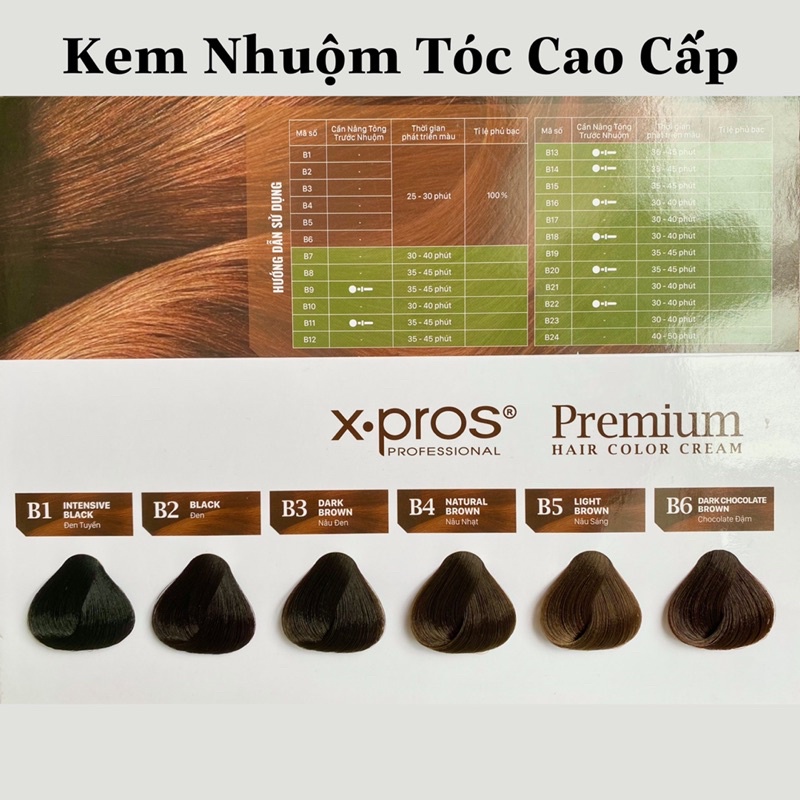 Kem Nhuộm Tóc Cao Cấp Chiết Xuất Olive X-PROS Professional 60ml ( Chuẩn Sắc - Bền Màu - Siêu Dưỡng )