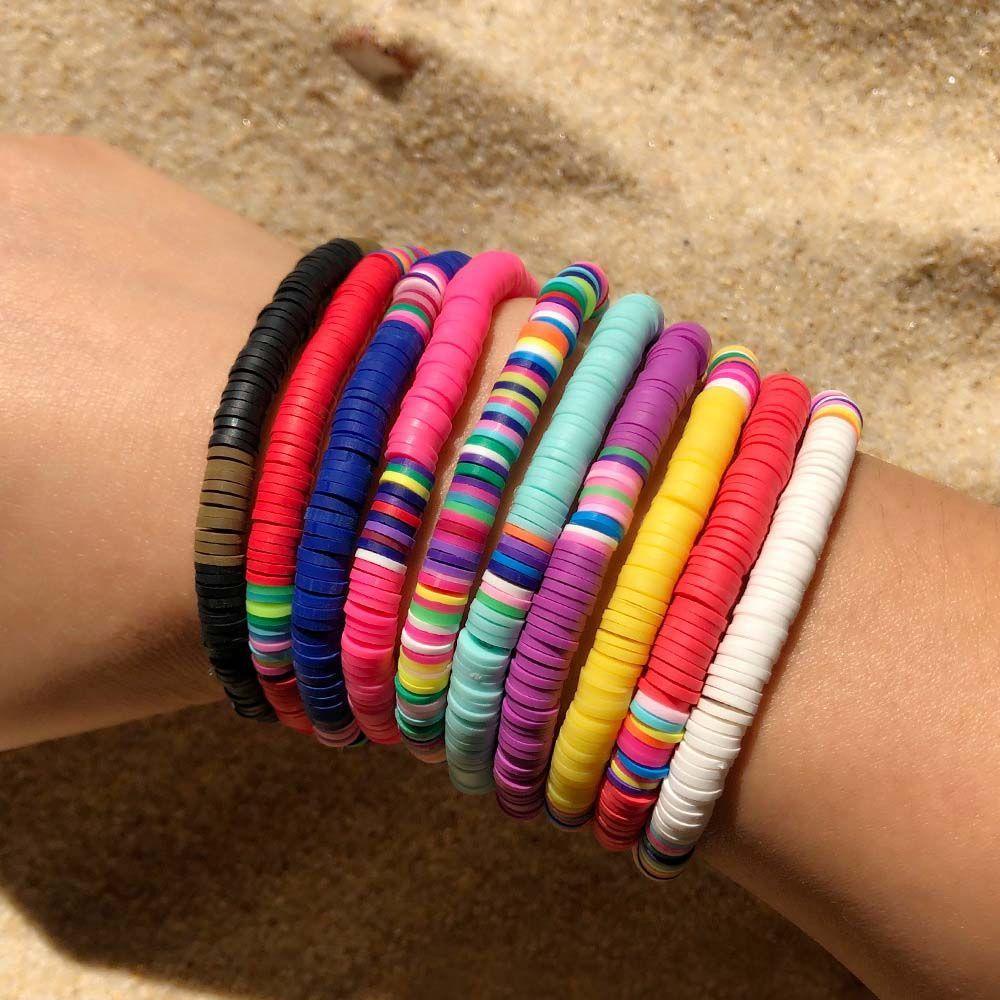 Vòng Tay Đất Sét Co Giãn Nhiều Màu Phong Cách Bohemian Cổ Điển Dành Cho Nữ