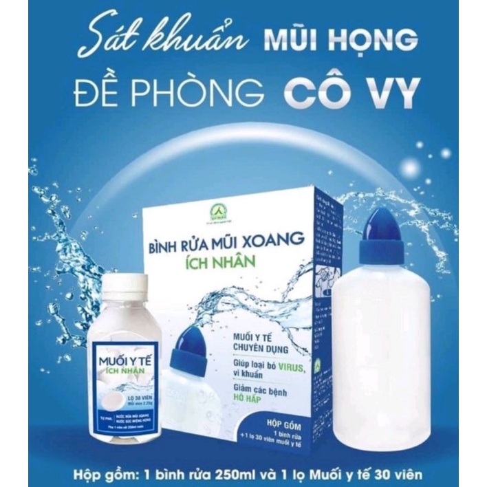 ✅ BỘ VỆ SINH MŨI ÍCH NHÂN( 1 BÌNH + 30 VIÊN MUỐI)