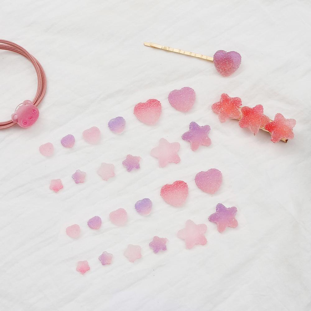 Set 10 / 20 phụ kiện hình trái tim / ngôi sao bằng nhựa dùng để trang trí đIện thoại / kẹp tóc thủ công