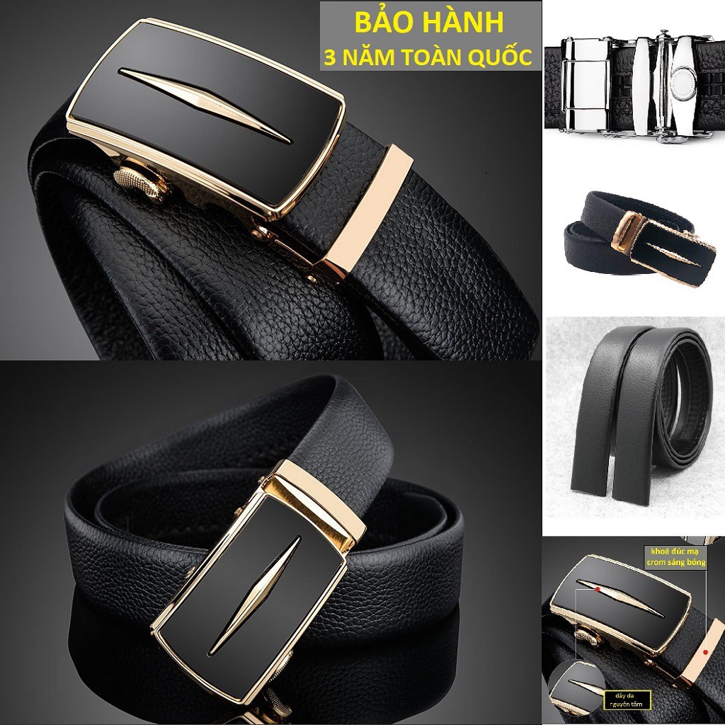 Thắt Lưng Da Nam Da Bò Xịn 100% Cao Cấp Khóa Cài Hàng Hiệu Baellerry Mạ Vàng Bạc Nam Tính Nhập Khẩu Chính Hãng GC02