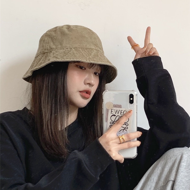 Mũ denim có vành chống nắng thời trang Hàn Quốc vintage