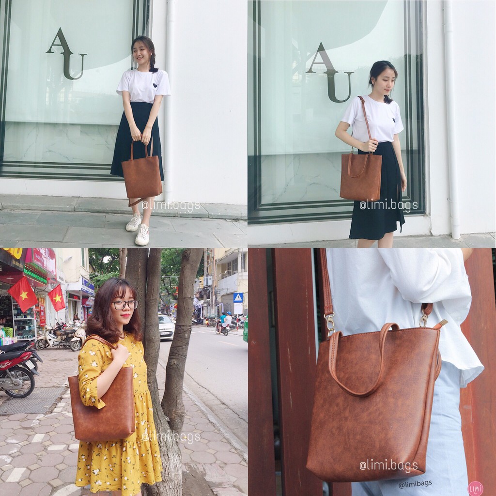 Túi TOTE Da cho Nữ Limi Bags xách tay đeo chéo phù hợp công sở đi học đi làm cỡ lớn vừa A4 thời trang cao cấp đẹp