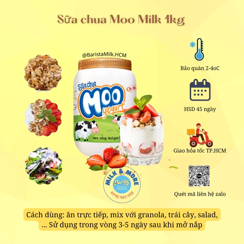 Sữa chua Moo ít đường & mật ong 1kg