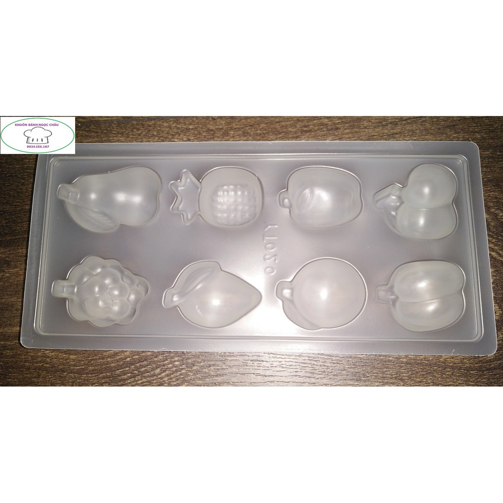 Khuôn làm thạch rau câu hình 8 loại trái cây .